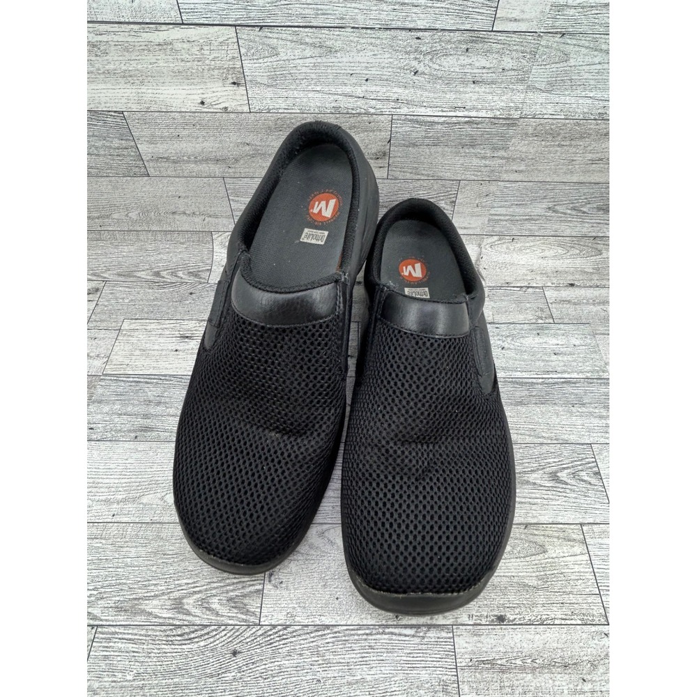 Merrell Encore Bypass Mens Black Mesh Leather Slip On Clogs Shoes 11 J467342